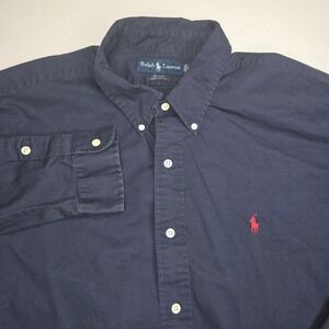 RALPH LAUREN Men's Blake XXL Navy Blue Long Sleeve Shirt -2200
